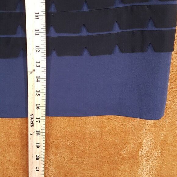 TIBI Womens Skirt Size 4 Navy Black Stripe Mini A-Line Applique High Waisted - Picture 4 of 6